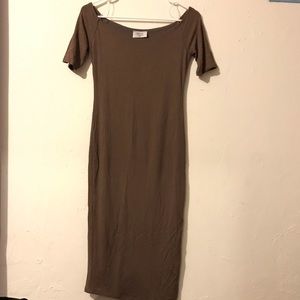 Brown Taupe midi bodycon dress